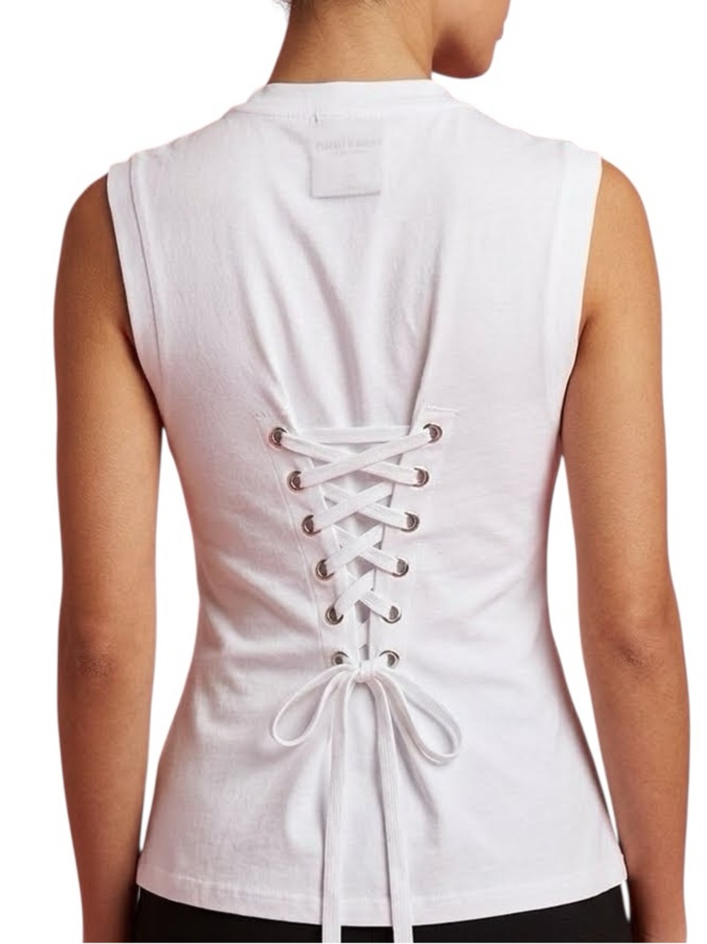 Kendall & Kylie White Bustier Lace Up Sleeveless Top NWT